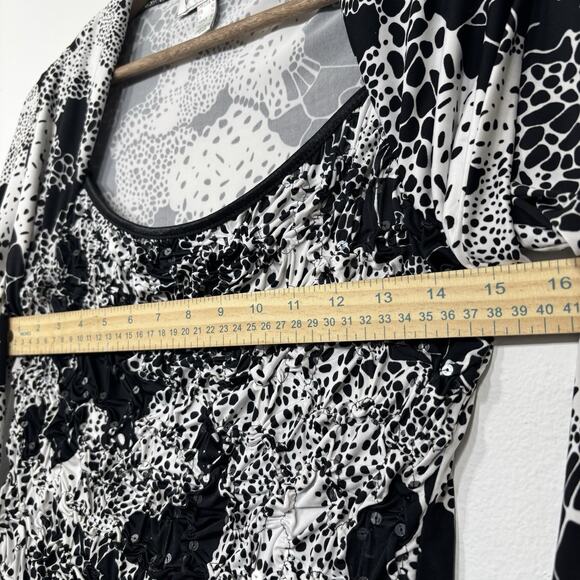 Joseph Ribkoff Womens Top Sz 12 Black White Abstract Sequins Stretch Statement - Picture 8 of 8